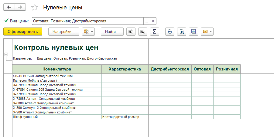Нулевые цены - наводим порядок