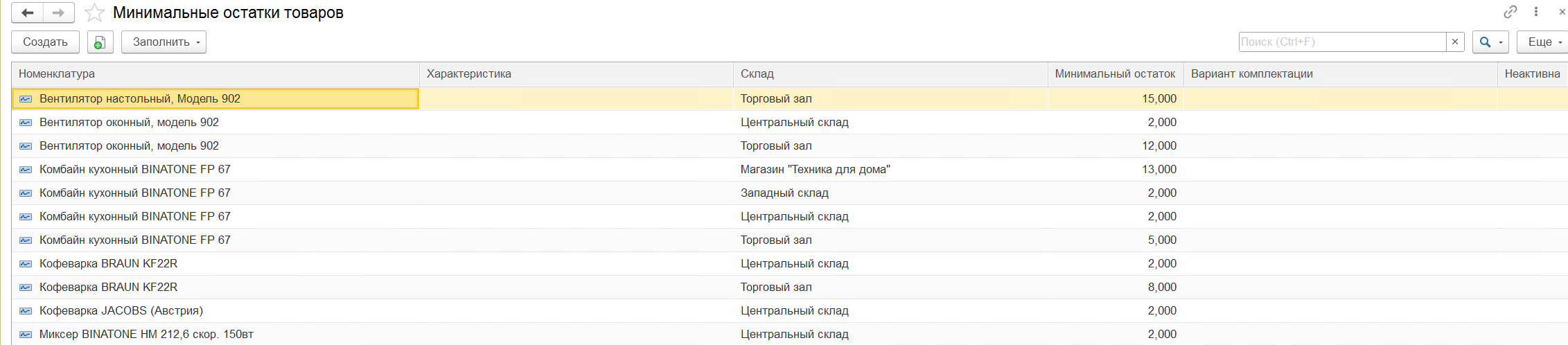 автозаполнение минимального остатка gj ajhvekt